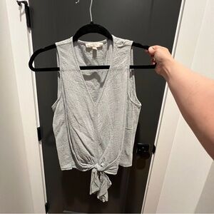 grade & gather powder blue cotton breathable tie front tank top M